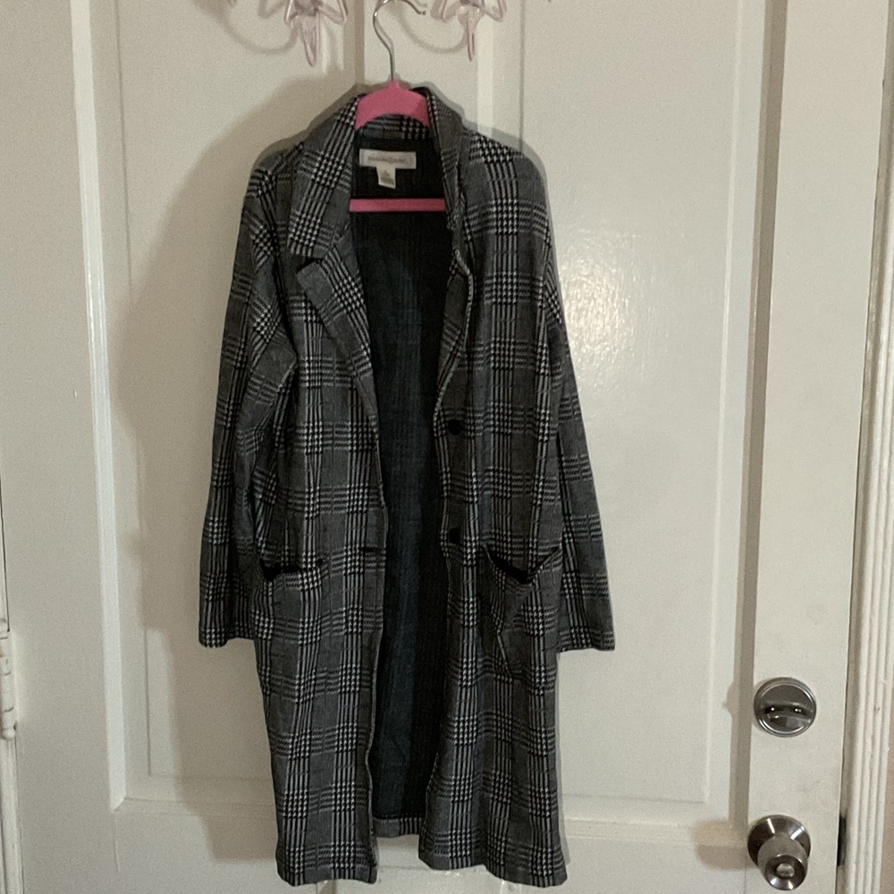 Women's Gray Plaid Coat